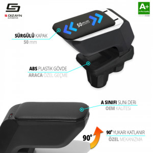 S-Dizayn Peugeot 301 Kol Dayama Kolçak Geçmeli ABS Gri 2012-2017 A+Kalite