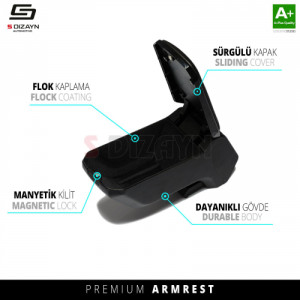 S-Dizayn Fiat 500X Kol Dayama Kolçak ABS Vidalı Siyah 2014 Üzeri A+Kalite