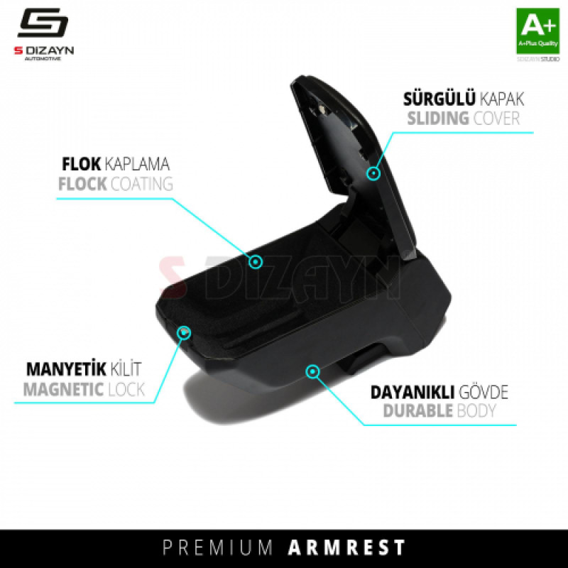 S-Dizayn Fiat 500X Kol Dayama Kolçak ABS Vidalı Siyah 2014 Üzeri A+Kalite