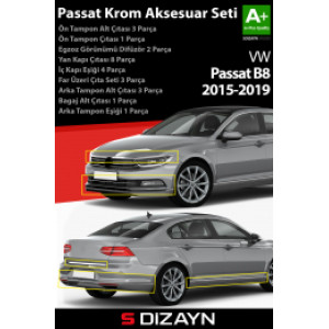 S-Dizayn VW Passat B8 Krom Aksesuar Çıta Seti A+Kalite