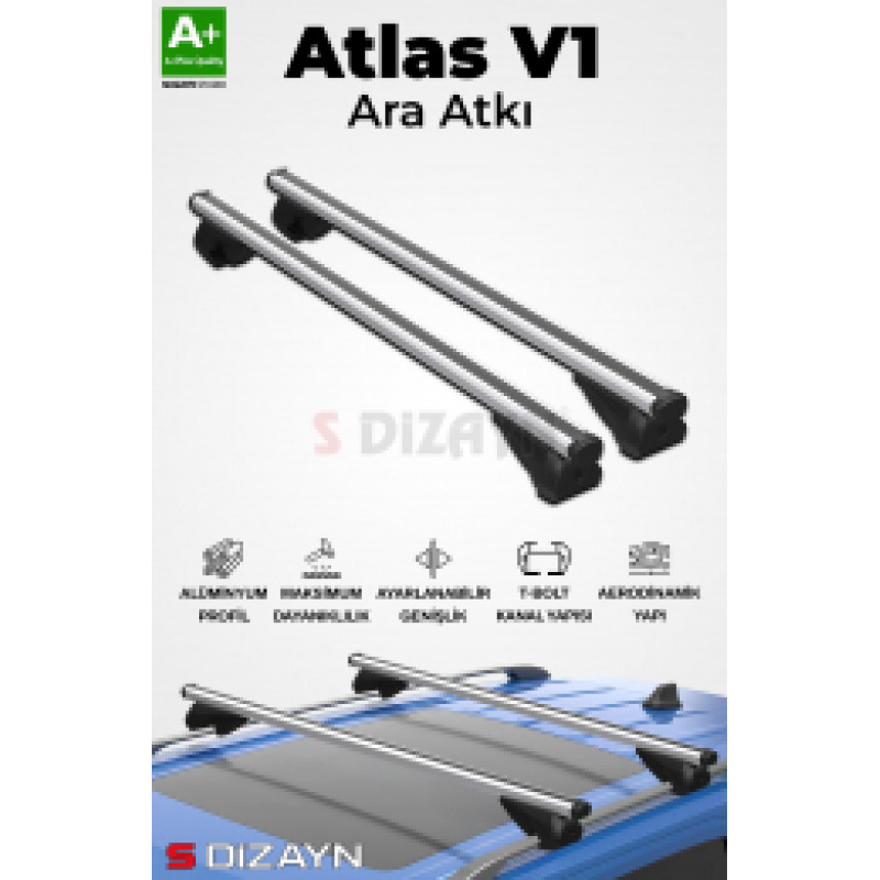 S-Dizayn S-Bar Atlas V1 Ara Atkı Tavan Taşıyıcı Barı Gri 155 Cm Universal A+ Kalite