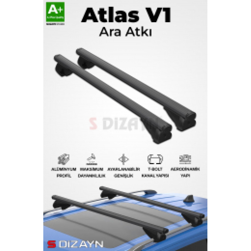 S-Dizayn S-Bar Atlas V1 Ara Atkı Tavan Taşıyıcı Barı Siyah 110 Cm Universal A+ Kalite