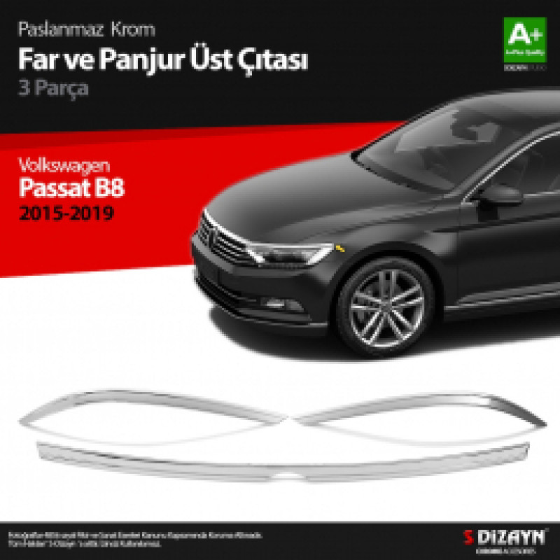 S-Dizayn VW Passat B8 Krom Aksesuar Çıta Seti A+Kalite
