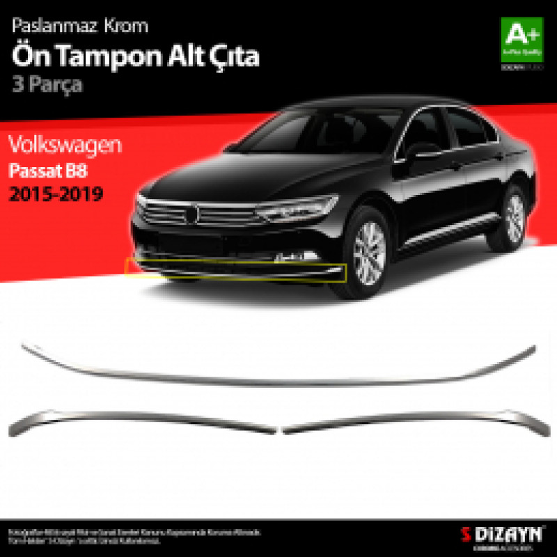 S-Dizayn VW Passat B8 Krom Aksesuar Çıta Seti A+Kalite