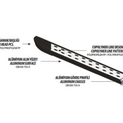 OMSA Renault Trafic Dot Line Yan Basamak Siyah Uzun Şase 2001-2023 Arası