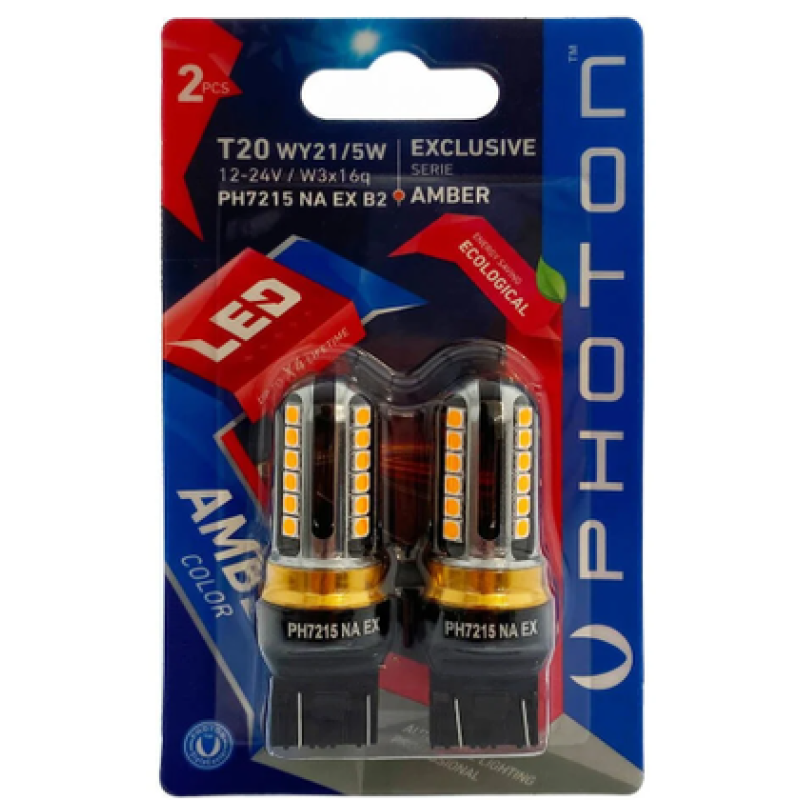 T20 W21/5W AMBER EXCLUSIVE 12V-24V LED (2'Lİ BLİSTER)