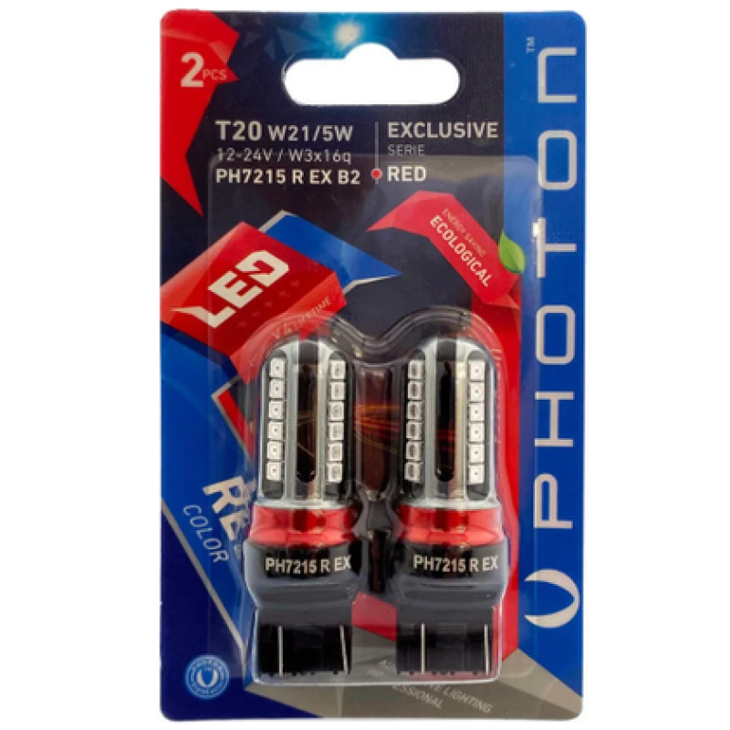 T20 W21/5W KIRMIZI EXCLUSIVE 12V-24V LED (2'Lİ BLISTER)