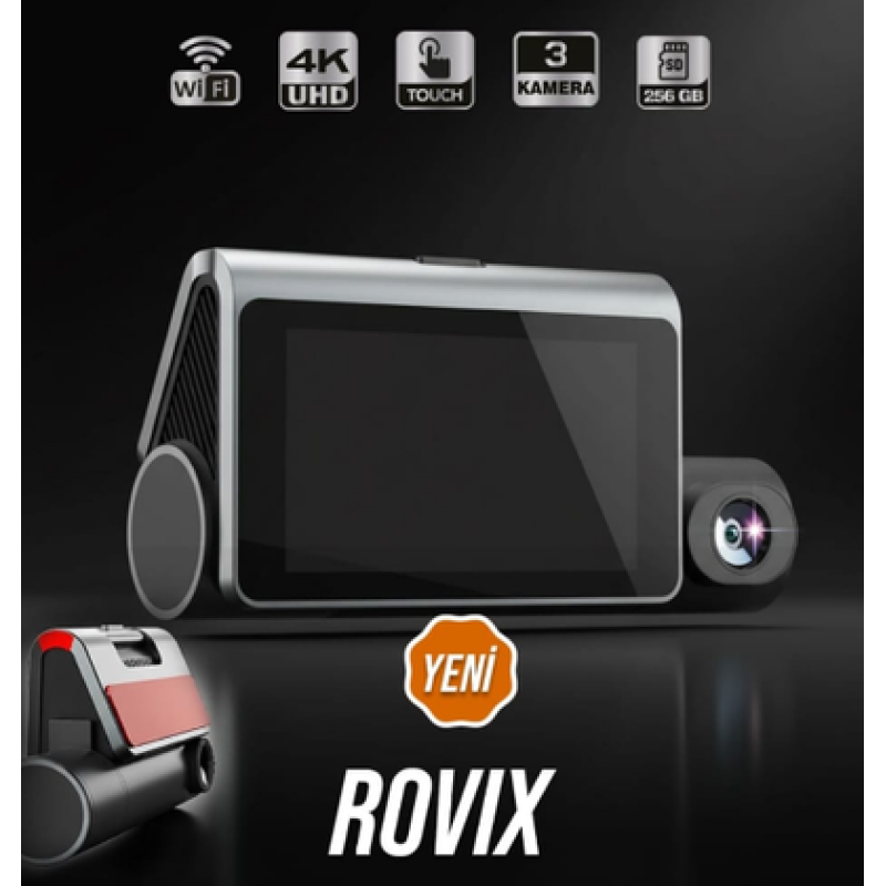 ARAÇ KAYIT KAMERASI 3 KAMERALI 3'' EKRAN ADAS+BSD+GPS-4K+2K+2K-G SEN VRPRO ROVIX