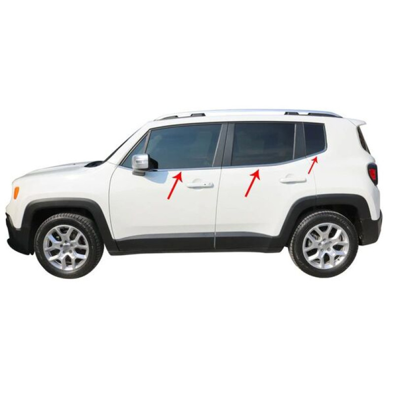 OMSA Jeep Renegade Siyah Krom Cam Alt Çıtası 6 Parça 2014 ve Sonrası