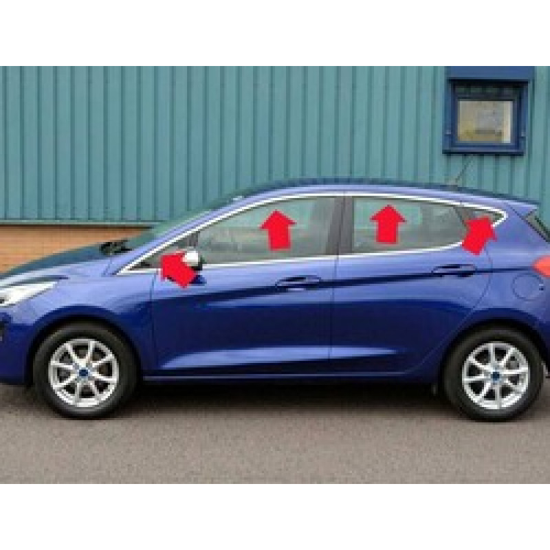 OMSA Ford Fiesta 7 HB Krom Üst Cam Çerçevesi 8 Parça 2017 ve Sonrası