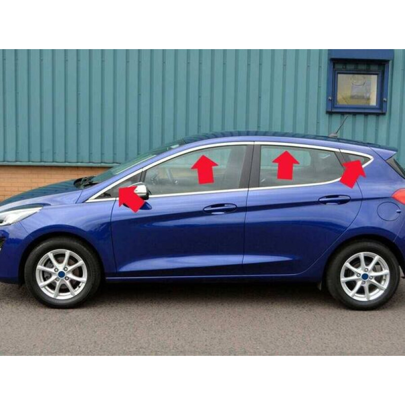 OMSA Ford Fiesta 7 HB Krom Üst Cam Çerçevesi 8 Parça 2017 ve Sonrası
