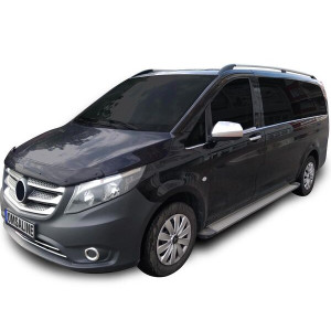 OMSA Mercedes Vito W447 Krom Cam Alt Çıtaları 8 Parça Tek Sürgülü Orta Şase 2014 ve Sonrası
