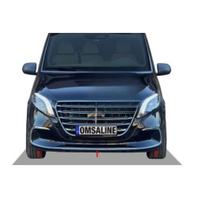 OMSA Mercedes Vito W447 Krom Ön Tampon Alt Çıtası 3 Parça 2024 ve Sonrası