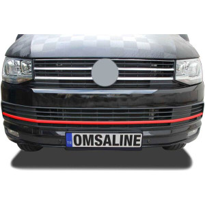 OMSA VW T6 Transporter Kırmızı Krom Ön Tampon Çıtası Comfortline & Highline 3 Parça 2015-2019 Arası