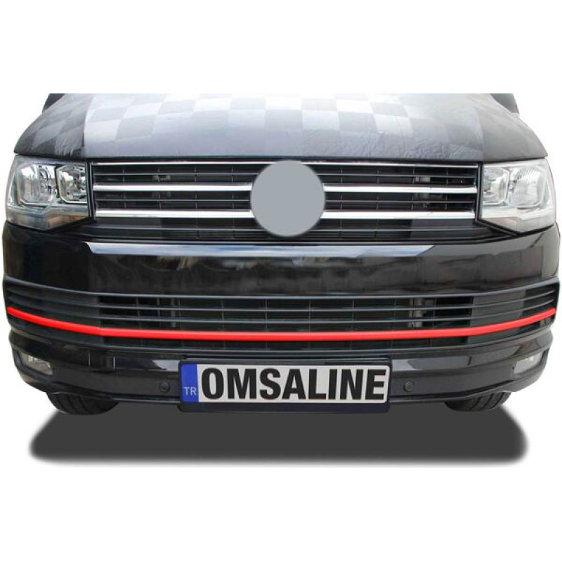 OMSA VW T6 Transporter Kırmızı Krom Ön Tampon Çıtası Comfortline & Highline 3 Parça 2015-2019 Arası