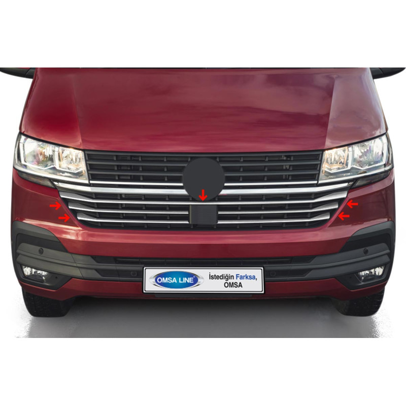 OMSA VW T6.1 Caravelle Krom Ön Panjur Alt Çıtası 5 Parça 2020-2023 Arası