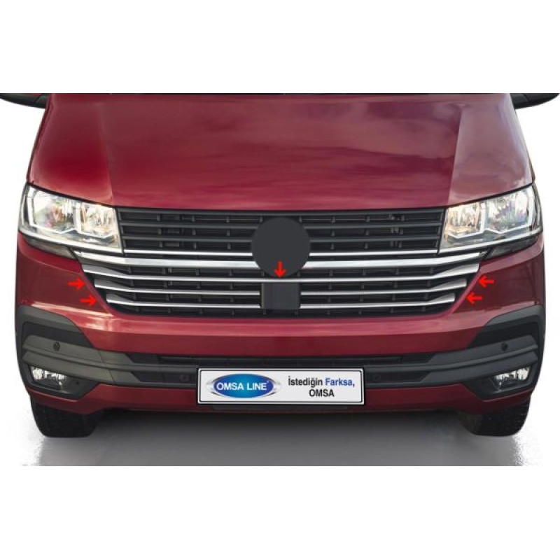 OMSA VW T6.1 Caravelle Krom Ön Panjur Alt Çıtası 5 Parça 2020-2023 Arası