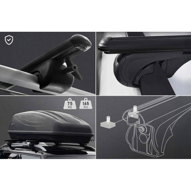 Ford Tourneo Custom Ara Atkı Bold Bar Gri 122-144 cm 2 Parça Plastik Kilit 2024 ve Sonrası