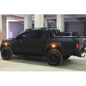 VW Amarok Dodik Seti Ledli Mat Siyah Depo Kapağı 23 cm Vidalı 4 Parça 2010-2021 Arası