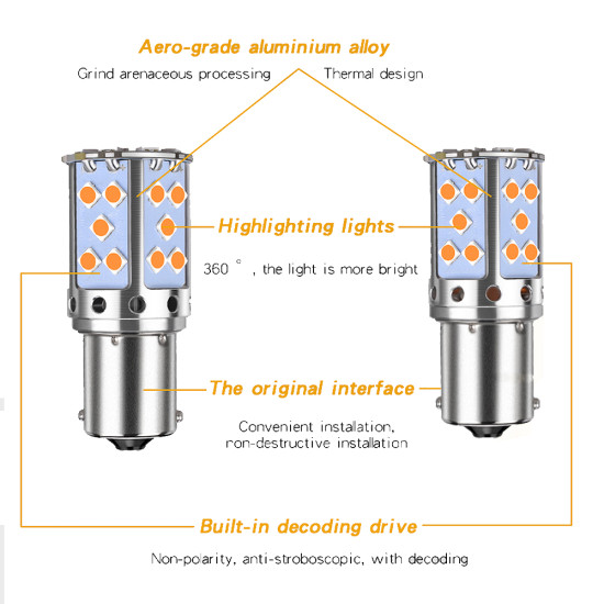 1156 Dekoratif led ampul tek duy canbuslı turuncu 12v / LAAM945-1 1156 Dekoratif led ampul tek duy canbuslı turuncu 12v / LAAM945-1