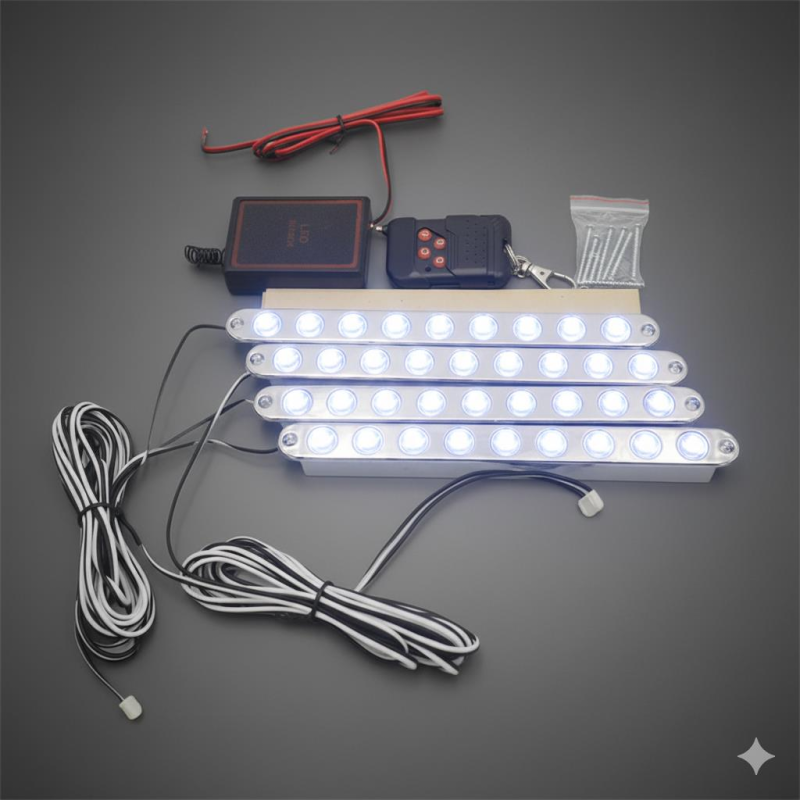 4x9 Ledli Panjur İkaz Özellikli Led Lamba Kırmızı/Beyaz-Mavi/Beyaz 54W Premium