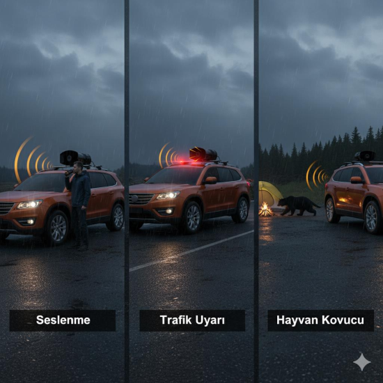 Space Power siren 100W Pro: 7 Sesli Acil Durum İkaz ve Uyarı sistemi Motorsiklet-Araba-Kamyon