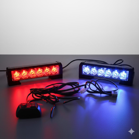 8 Fonksiyonlu Kırmızı-Mavi Çok Amaçlı İkaz Lambası