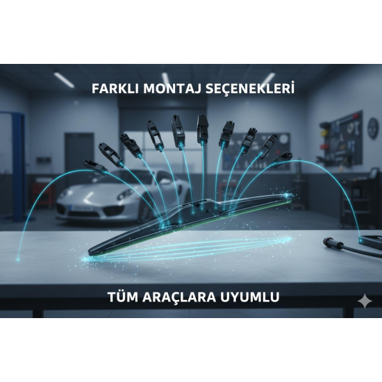 Space Premium 9 aparatlı hibrit arka silecek kilitli model 35 cm Uyumlu