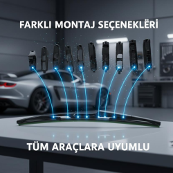 Space Premium 9 aparatlı hibrit arka silecek kilitli model 38 cm Uyumlu