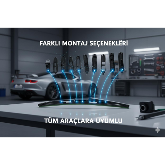 Space Premium 9 aparatlı hibrit arka silecek kilitli model 38 cm Uyumlu