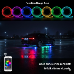 Araç altı aydınlatma gündüz ledi 90*120cm Telefondan kullanım Premium Led