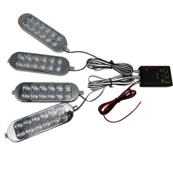 kırmızı-mavi 12-50v  Çakar lamba 4'lü set kumandalı/ LAPA213