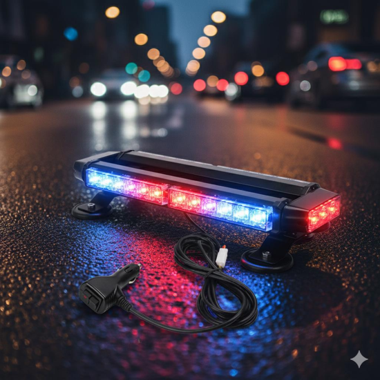 Uyarıcı İkaz Lambası Çift Taraflı 30 Led Mavi-Kırmızı Renk 38*16,5*7,5 Cm 12-24v