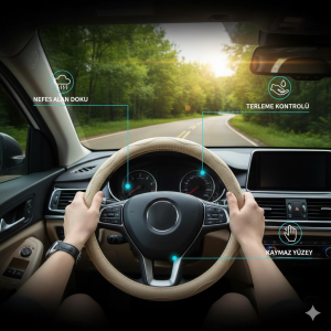 Space Kaymaz Ergonomik 38 cm Direksiyon Kılıfı bej