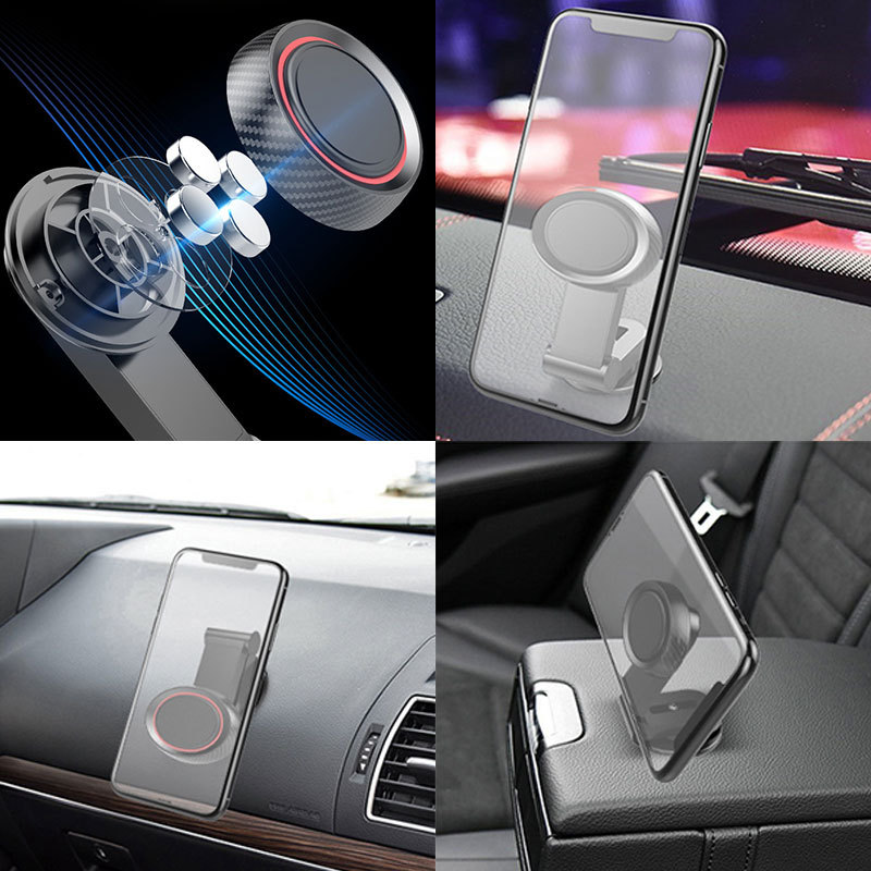 Karbon Desenli Mıknatıslı Telefon Tutucu - Torpido Üstü