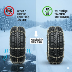 Premium Yüksek Yol Tutuşlu Kaydırmaz Mahmuzlu Kar Zinciri (725x13-175x14) - Grup 62