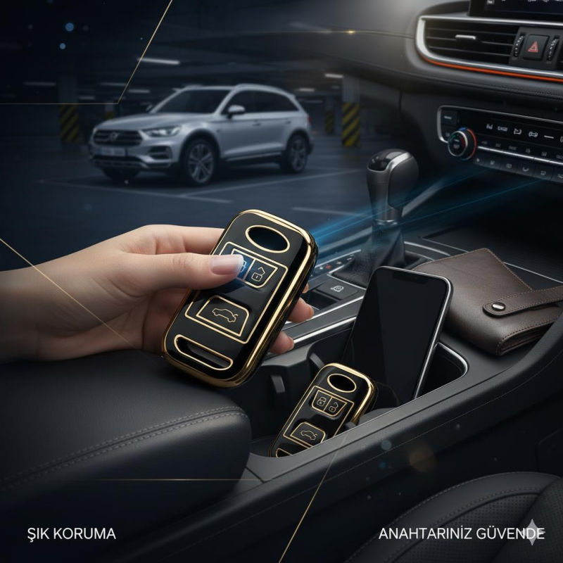 Metalize Koruyucu anahtar kabı Omoda 5 -  Tiggo 8 uyumlu Premium