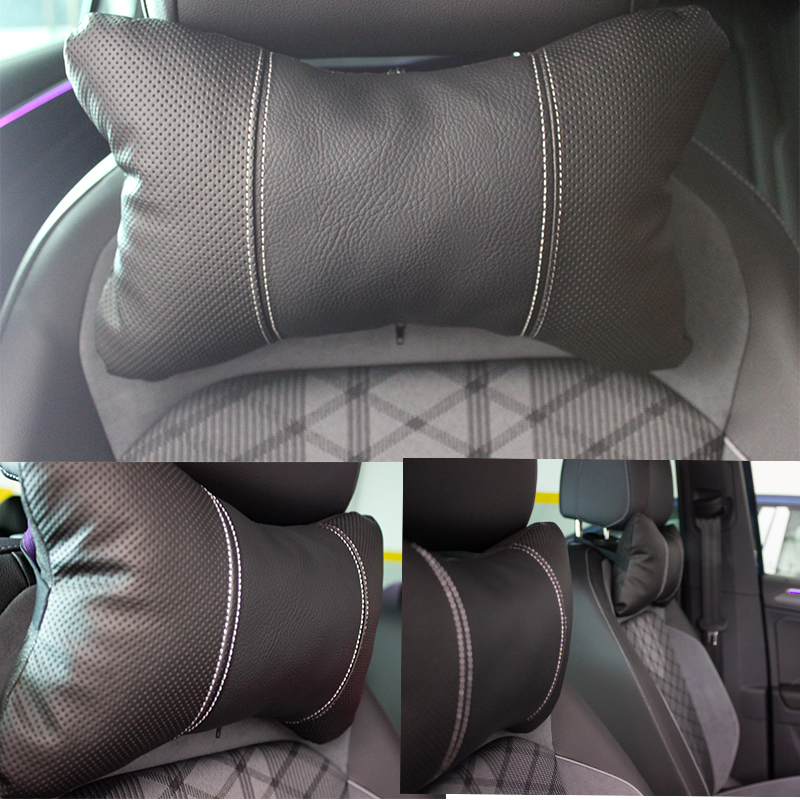 2'li Oto Koltuk Boyun Yastığı - Siyah Beyaz (Premium)