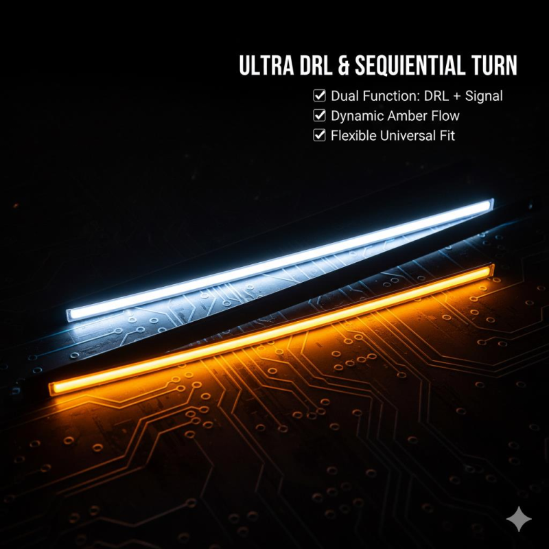 Space 12V Beyaz Sarı Kayar Sinyalli Gündüz Ledi (45cm)