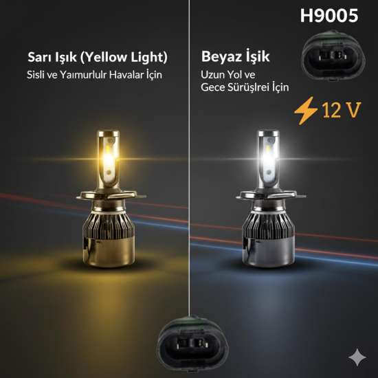 Space 12V Çift Renk Sarı Beyaz 9005 Led Far Ampulü