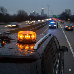 Space 12V Mıknatıslı Yuvarlak Kırmızı Mavi Tepe Lambası (Cree Led) Premium