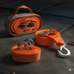 Space 5 Ton Kemerli Çeki Halatı (4 metre) Premium Sağlam Sarı veya Kırmızı renk