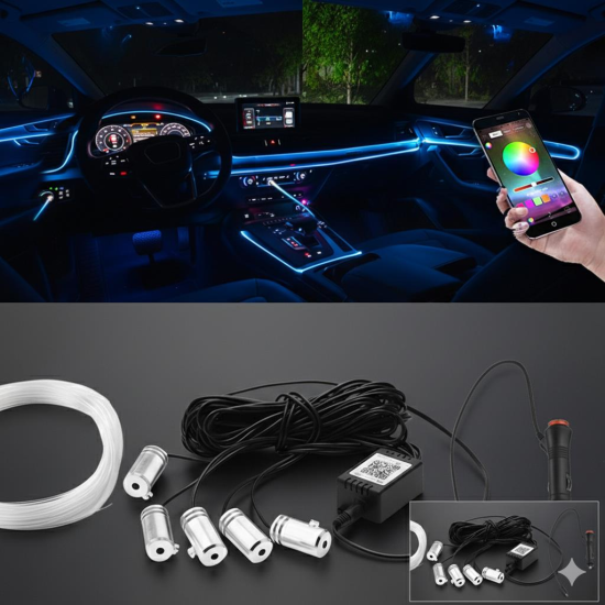 Space Araç İçi 64 Renkli 5 Ledli Dekoratif Ortam Aydınlatması - Telefon Uygulaması Kontrollü