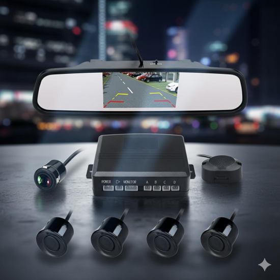 Space Araç Kamerası 4.3 inç aynaya geçmeli park sensörlü geri görüş kamerası