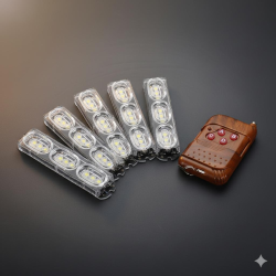 Space İkaz özellikli Lamba Uzaktan Kumandalı 4'lü 9x4 Led Beyaz-Beyaz/Kırmızı-Mavi renkler