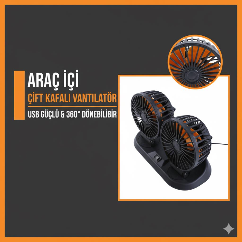 Space Çift başlıklı fan 5 volt USB'li Ev-Ofis-Araç-Tır 2 Modlu Güçlü hava