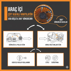 Space Çift başlıklı fan 5 volt USB'li Ev-Ofis-Araç-Tır 2 Modlu Güçlü hava