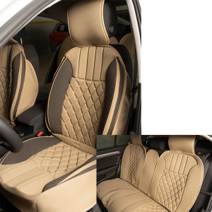 Space Elegance 5'li Koltuk Kılıfı Set Minder Bej-koyu Bej / KLMNY541