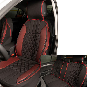 Space Elegance 5'li Koltuk Kılıfı Set Minder Siyah-Kırmızı / KLMNY547