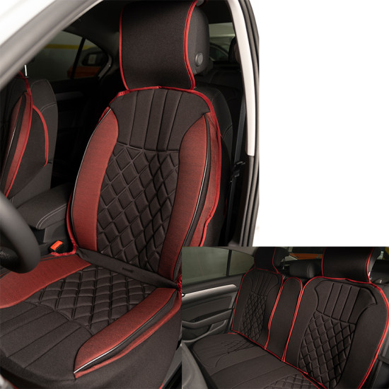 Space Elegance 5'li Koltuk Kılıfı Set Minder Siyah-Kırmızı / KLMNY547